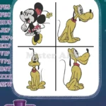 Mickey Mouse And Pluto - Best Friends Duo - Classic Disney Character Poses - Loyal Dog - Filled Embroidery Design - Instant Download