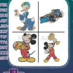 Mickey And The Roadster Racers - Donald Duck And Mickey Mouse Racing Cars - Trophy And Speed - Filled Embroidery Design - Instant Download