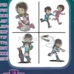 Miles From Tomorrowland - Miles Callisto And Loretta Callisto Siblings - Merc The Robo Ostrich - Space - Filled Embroidery Design - Instant Download