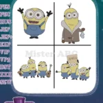 Minions Despicable Me - Kevin Stu Bob - Winter Minion - Orlando Sign Group - Yellow Henchmen - Filled Embroidery Design - Instant Download