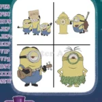 Minions Despicable Me - Orlando Group - Fire Hydrant - Ukulele Player - Hula Dancer - Funny Minions - Filled Embroidery Design - Instant Download