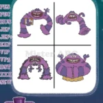Monsters Inc - Thaddeus Bile Purple Monster - Scary Poses From Scarer Training - Pixar Character - Filled Embroidery Design - Instant Download