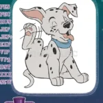 Happy Dalmatian Puppy Scratching Ear Cartoon Embroidery Designs - Instant Download
