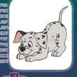 Adorable spotted Dalmatian puppy pouncing pose embroidery designs - Instant Download
