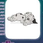 Adorable spotted Dalmatian puppy sleeping embroidery designs for dog lovers - Instant Download