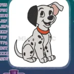 Happy spotted Dalmatian puppy with orange collar embroidery designs - Instant Download