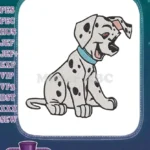 Cute Smiling Dalmatian Puppy Dog with Blue Collar Embroidery Designs - Instant Download