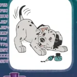 Cute Dalmatian puppy playing with ink bottle embroidery designs - Instant Download