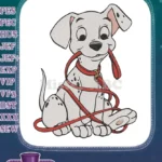 Cute Dalmatian Puppy with Red Leash Embroidery Designs - Instant Download