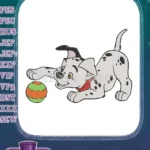 Adorable Dalmatian puppy ready to play ball embroidery designs - Instant Download