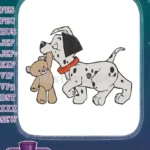 Cute Dalmatian Puppy Holding Teddy Bear Animal Embroidery Designs - Instant Download