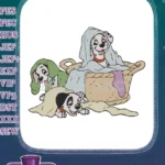 Three adorable Dalmatian puppies wrapped in bath towels embroidery designs - Instant Download