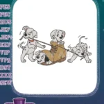 Playful Dalmatian puppies pulling boot laces embroidery designs - Instant Download