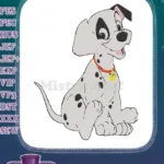 Cute Spotted Dalmatian Puppy with Red Collar Embroidery Designs - Instant Download