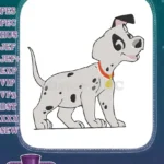 Cute Cartoon Dalmatian Puppy with Red Collar Embroidery Designs - Instant Download