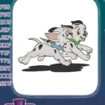 Two playful Dalmatian puppies running cartoon embroidery designs - Instant Download