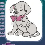 Cute Dalmatian puppy with pink bow embroidery designs - Instant Download