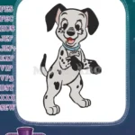 Playful cartoon Dalmatian puppy holding bone machine embroidery designs - Instant Download