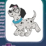 Happy spotted Dalmatian dog puppy with blue collar embroidery designs - Instant Download