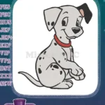 Cute Dalmatian Puppy Sitting with Red Collar Embroidery Designs - Instant Download