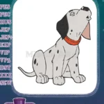 Cute Dalmatian puppy howling with red collar embroidery designs - Instant Download