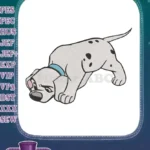 Cute playful Dalmatian puppy with blue collar embroidery designs - Instant Download