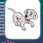 Adorable playful Dalmatian puppy cartoon embroidery designs with red collar - Instant Download