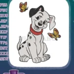 Smiling Dalmatian Puppy with Butterflies Embroidery Designs - Instant Download
