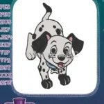 Happy playful Dalmatian puppy dog with bone tag embroidery designs - Instant Download