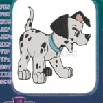 Playful cartoon Dalmatian puppy with blue collar embroidery designs - Instant Download