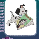 Dalmatian puppy holding fashion magazine embroidery designs - Instant Download