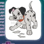 Playful Dalmatian Puppy Dog Cartoon Embroidery Designs with Red Collar - Instant Download