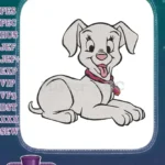 Adorable Happy White Puppy Dog with Pink Collar Embroidery Designs - Instant Download