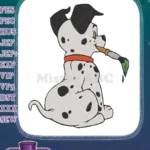 Adorable spotted Dalmatian puppy with paintbrush green paint embroidery designs - Instant Download