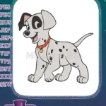 Cute happy Dalmatian puppy dog with red collar embroidery designs - Instant Download