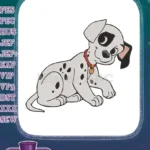 Smiling Cartoon Dalmatian Puppy Dog with Red Collar Embroidery Designs - Instant Download