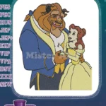 Enchanting Belle and Beast Dancing Fairytale Couple Embroidery Designs - Instant Download