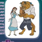 Happy Belle and Beast with birdhouse fairytale embroidery designs - Instant Download