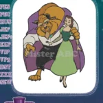 Belle in Green Dress and Beast Purple Cape Embroidery Designs - Instant Download