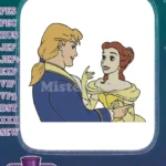 Belle and Prince Adam enchanting fairytale romance embroidery designs - Instant Download