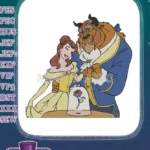 Beauty and Beast fairytale couple with enchanted rose embroidery designs - Instant Download