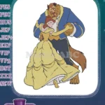 Beauty and the Beast romantic dance fairytale embroidery designs - Instant Download