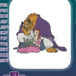 Enchanting Belle and Beast Reading Fairytale Book Embroidery Designs - Instant Download