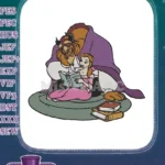 Beauty and the Beast Reading Together Embroidery Designs - Instant Download