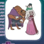 Beauty and the Beast winter wonderland embroidery designs with snowman - Instant Download