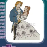 Belle and Prince Adam Dancing Romantic Fairytale Embroidery Designs - Instant Download
