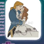 Belle and Prince romantic kiss fairytale embroidery designs - Instant Download