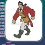 Disney Gaston Character Red Coat Walking Embroidery Designs - Instant Download