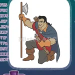 Gaston Disney animated hunter with axe and arrows embroidery designs - Instant Download