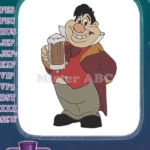 Jolly cartoon man holding a frothy beer mug embroidery designs - Instant Download